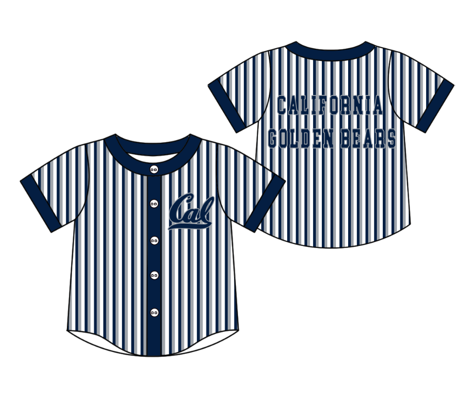 Custom moq 5 mix size milk silk summer teams Navy Blue  Striped Short-Sleeved Button-Down Shirt for Baby Boy Summer Outfit