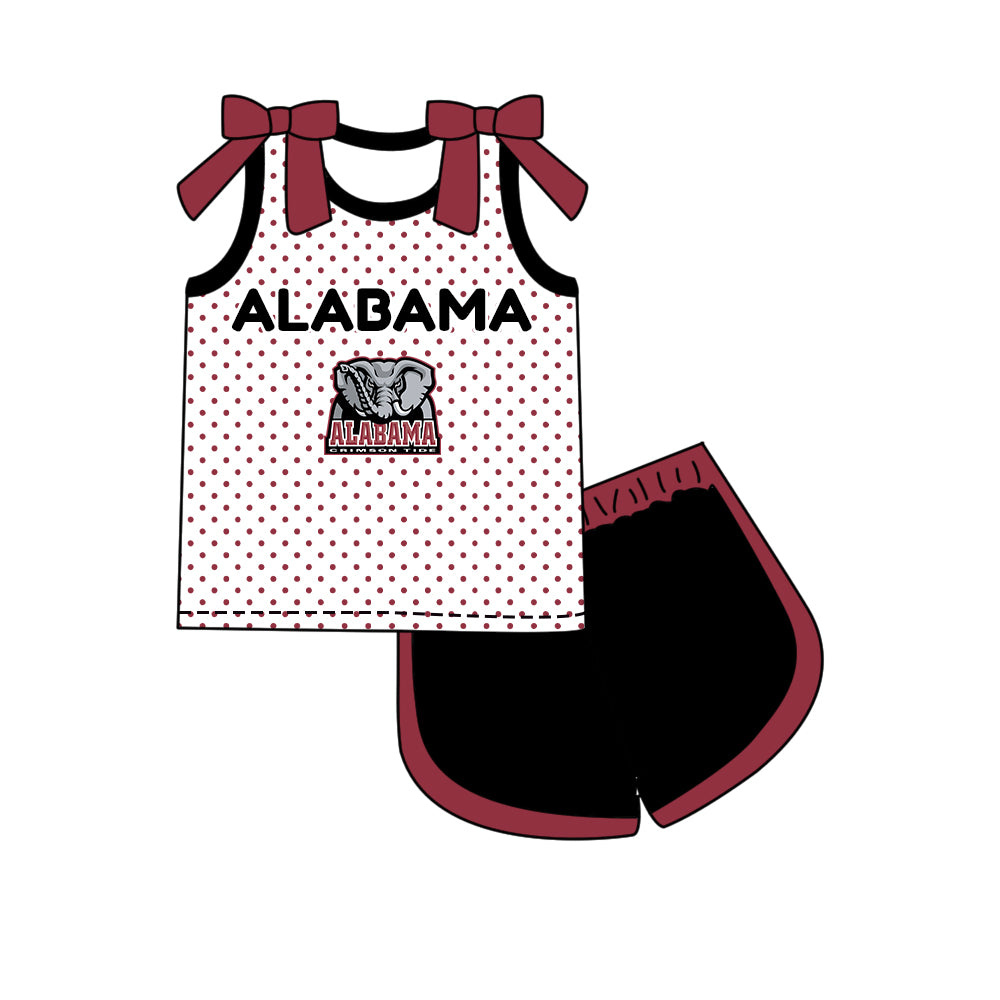 Custom moq 5 mix size summer teams Girls Dark Red Polka Dot Top Shorts Set Top Skirt Short Set Zipper Pullover Pants Set