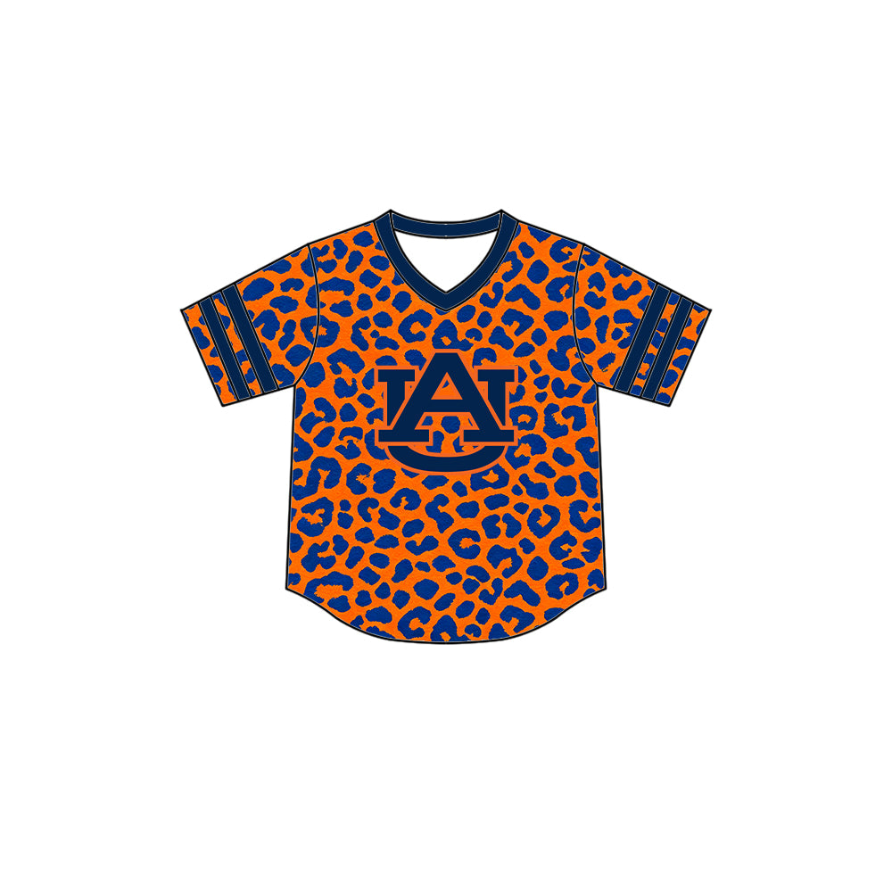 Custom moq 5 mix size summer teams Baby Boys Black Leopard Team Short Sleeve T Shirts Tops