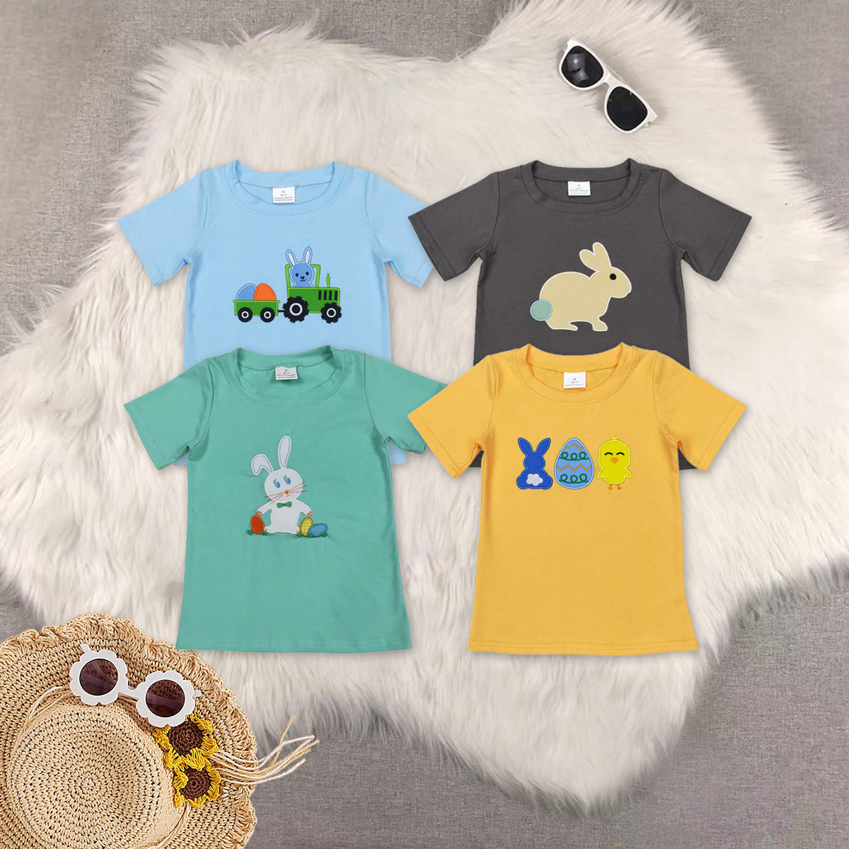RTS NO MOQ Sibling baby boy clothes embroidery Short-Sleeve Tops