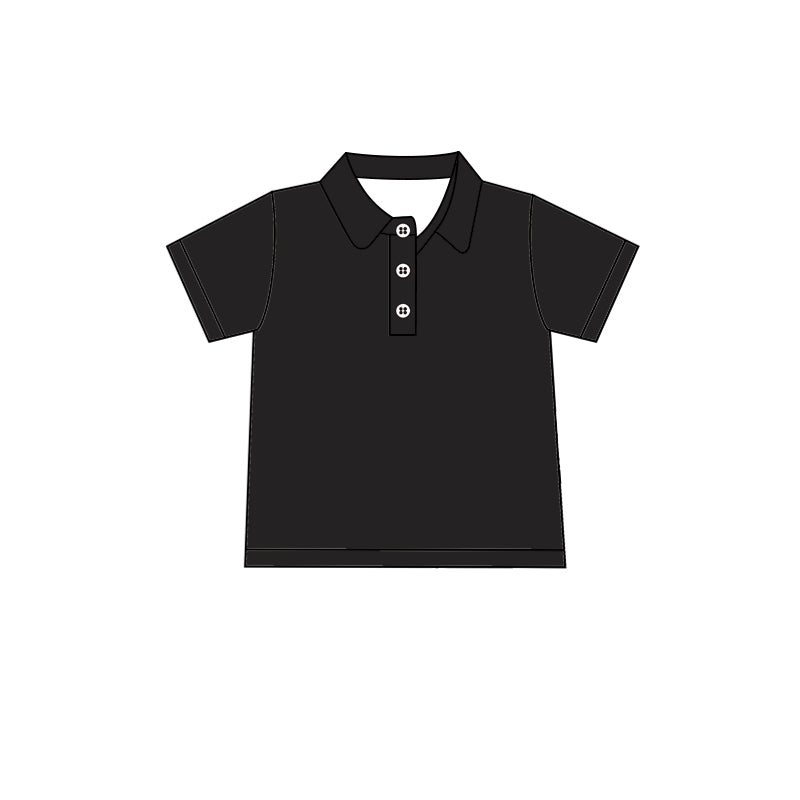 Custom moq 5 boys Blank Cotton short-sleeved polo shirt Black short-sleeved polo shirt