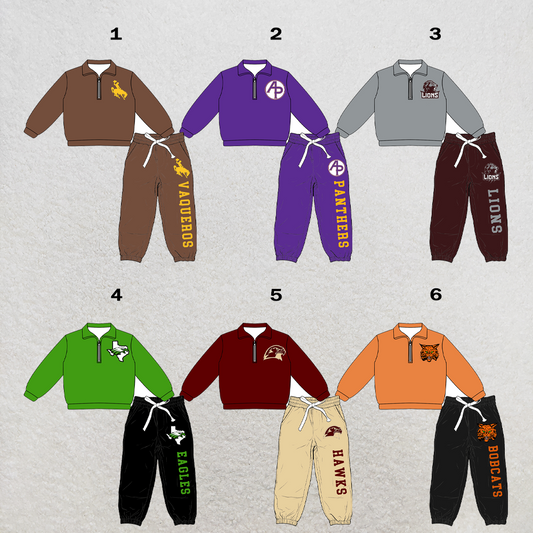 custom moq 5 mix size XY062903 Baby Kids Zipper Long Sleeve Pullover Pants Casual Outfit Set