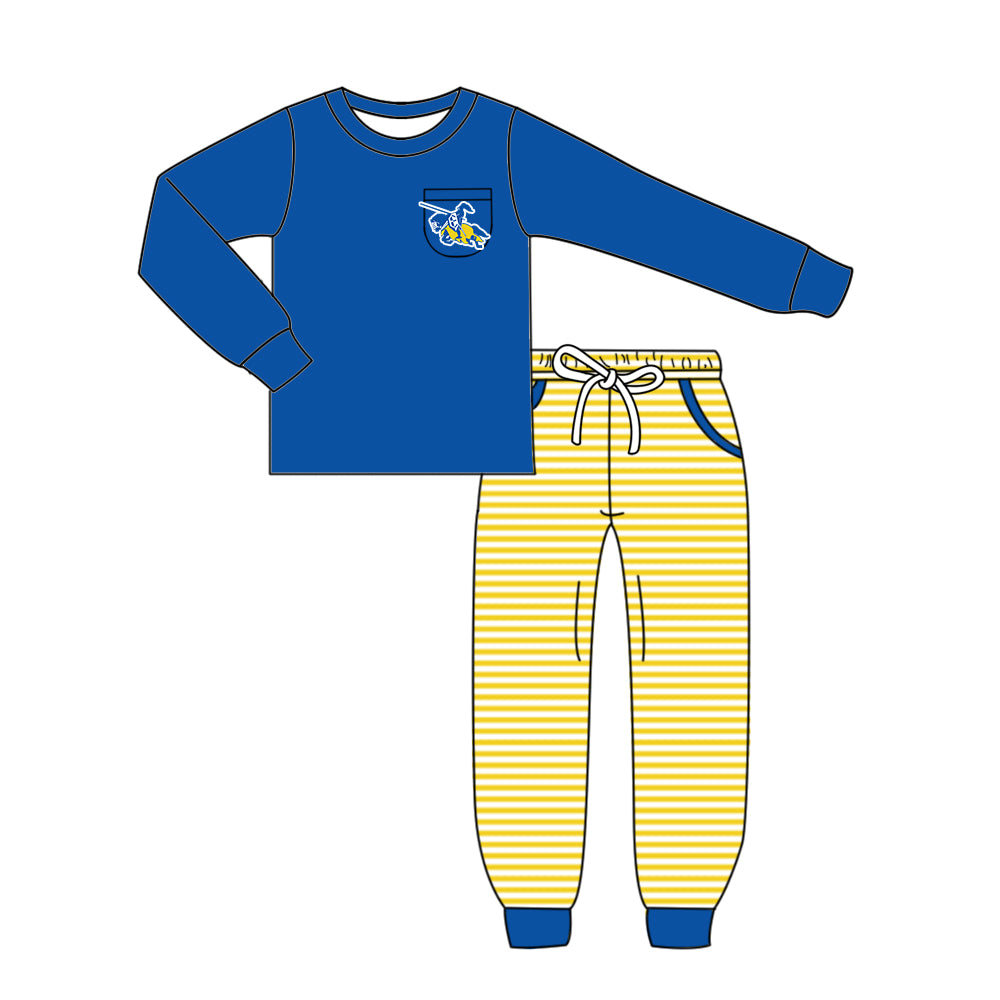 Custom moq 5 mix size milk silk summer teams baby girls clothes bow blue hooded long sleeve pants sets and boy sets and dress and hooded top and pant-25.8.14