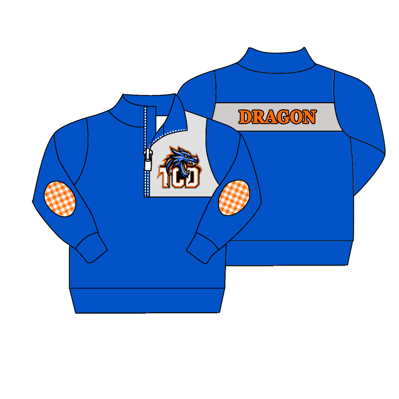 custom moq 5 mix size MSD071001 Baby Toddler Long Sleeve Zip Up Pullover Casual Team Top