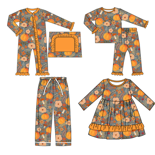 25.6.16 custom each style moq 5eta 4-6week Sibling Sisters Halloween baby girl long sleeve pants sets and romper and dress and adult pants match family design