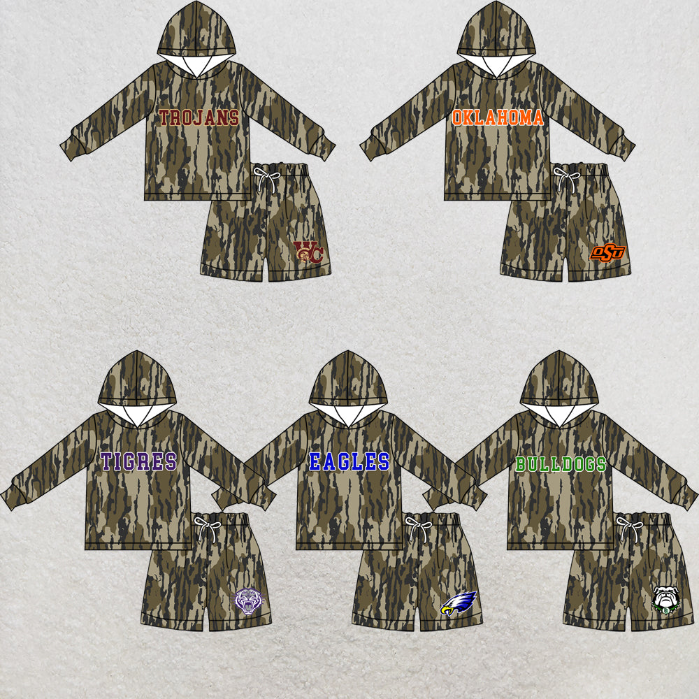 custom moq 5 mix size XY072404 Baby Kids Camo Long Sleeve Hooded Top Matching Camo Shorts Daily Outfit
