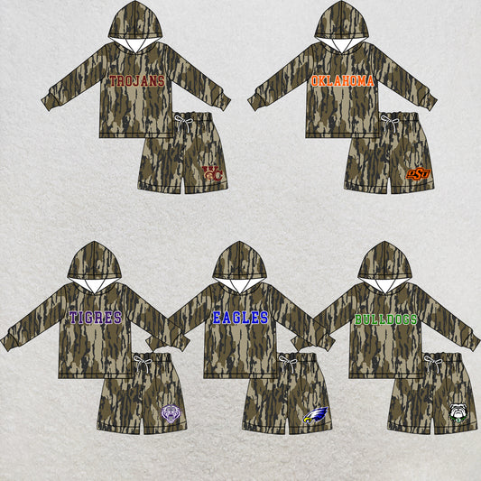 custom moq 5 mix size XY072404 Baby Kids Camo Long Sleeve Hooded Top Matching Camo Shorts Daily Outfit
