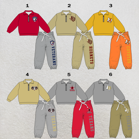 custom moq 5 mix size XY063003 Baby Kids Zipper Long Sleeve Pullover Tops Pants Casual Outfit Set