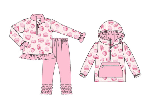 25.9.3 custom each style moq 5eta 4-6week Sibling Sisters love pink baby girl long sleeve pants sets and top match family design
