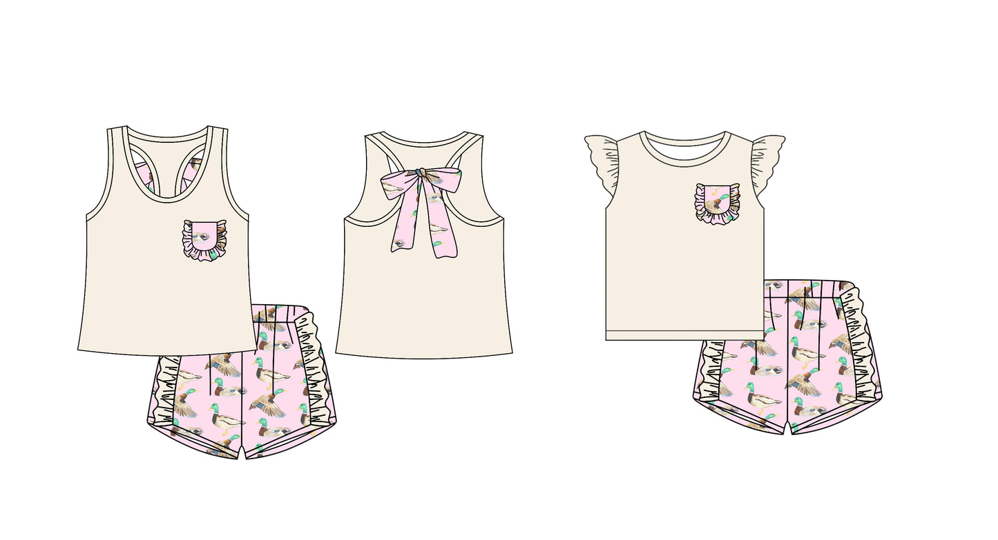 12.14 custom each style moq 5eta 4-6week Sibling Sister duck baby girl short sleeve shorts fish sets 1 and easter sets 2 match design