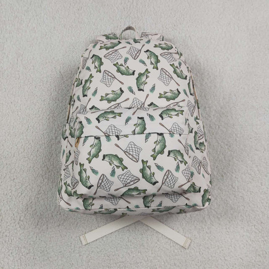 NEW RTS NO MOQ Bags BA0123 Baby Kids Children Green Fishing Print Backpack Back Bags