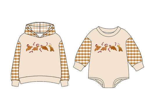 25.7.1 custom each style moq 5eta 4-6week Sibling Sisters Christmas baby boy long sleeve romper and top match family design
