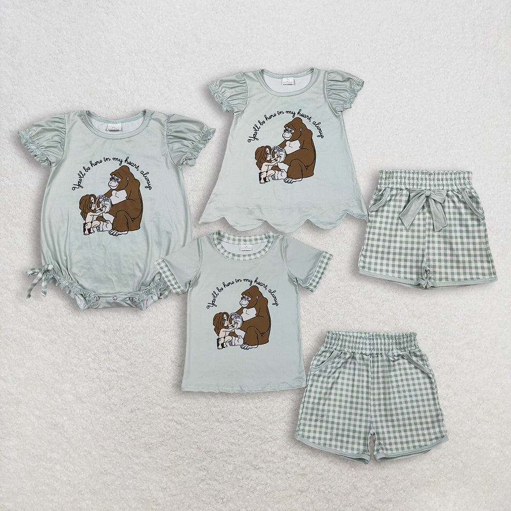 RTS NO MOQ sibling baby boys girls clothes short sleeve Clothes Sets and rompers