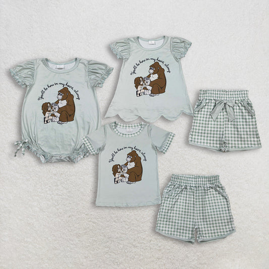 RTS NO MOQ sibling baby boys girls clothes short sleeve Clothes Sets and rompers