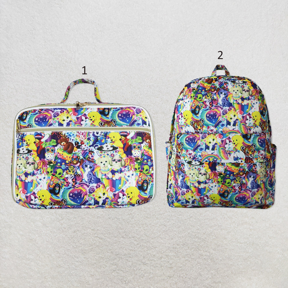 RTS NO MOQ Sibling milk silk Cute Clothes Baby Kids Print Backpacks And Lunch Boxes