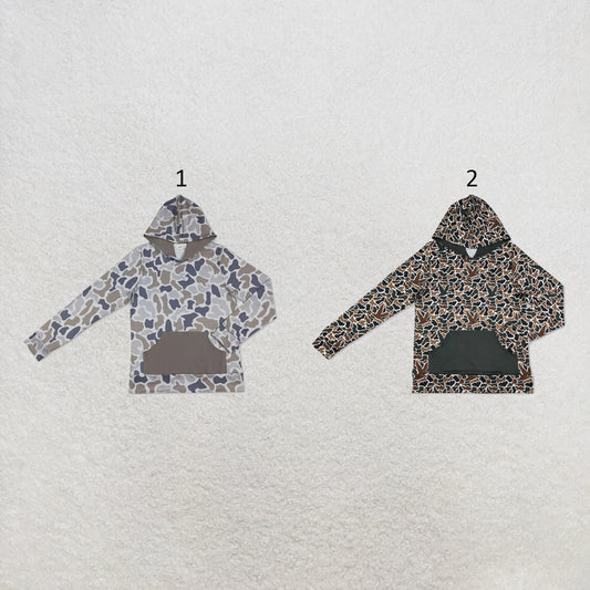 RTS NO MOQ Sibling milk silk Adult Men Duck Camo Print Pocket Hoodie Casual Long Sleeve Top