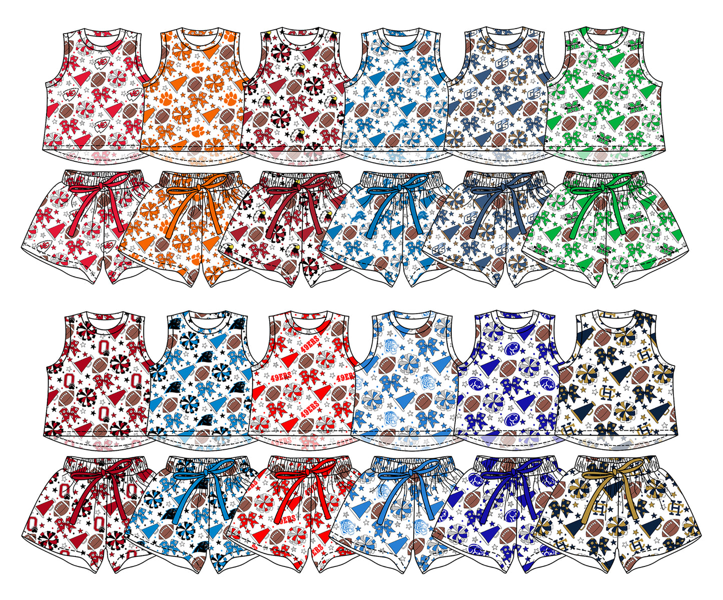 Custom moq 5 mix size milk silk summer teams Baby Girls Stars Bows Vests Top Short Yoga Active Clothes Set for Kids