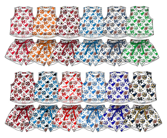 Custom moq 5 mix size milk silk summer teams Baby Girls Stars Bows Vests Top Short Yoga Active Clothes Set for Kids