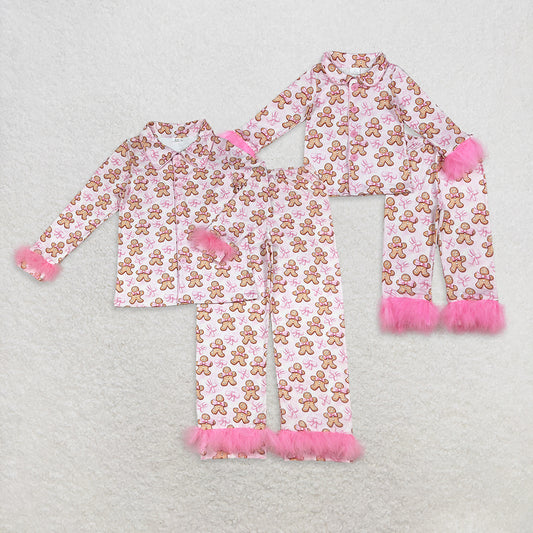 RTS NO MOQ Sibling baby girl clothes Christmas Plush long sleeve pants Sets and adult set