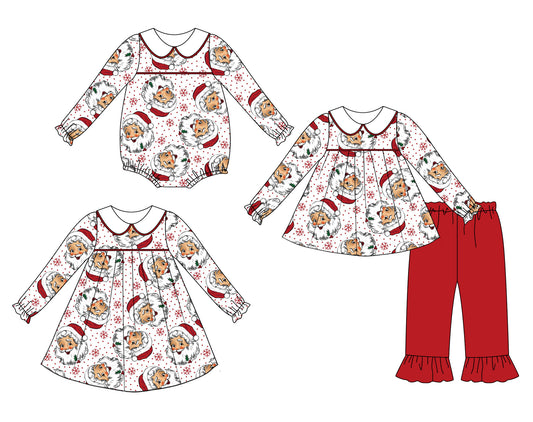 25.6.9 custom each style moq 5eta 4-6week Sibling Sisters Christmas baby girl long sleeve pants sets and dress and rompers match family design