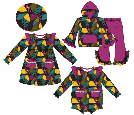 25.8.5 custom each style moq 5eta 4-6week Sibling Sisters baby girl long sleeve pants sets and dress and rompers match family design