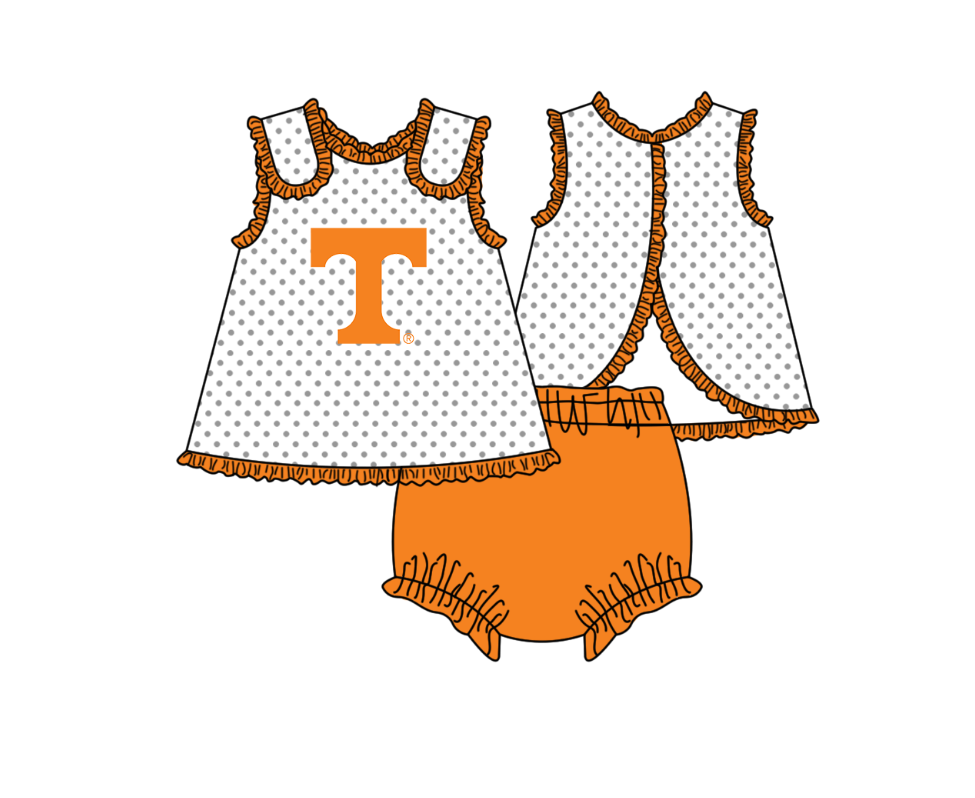 Custom moq 5 mix size milk silk summer teams Orange Polka Dot Baby Romper Set Short-Sleeved Thong Dress for Girls And Short-Sleeved Shorts for Boys Cute Baby Outfit Combination