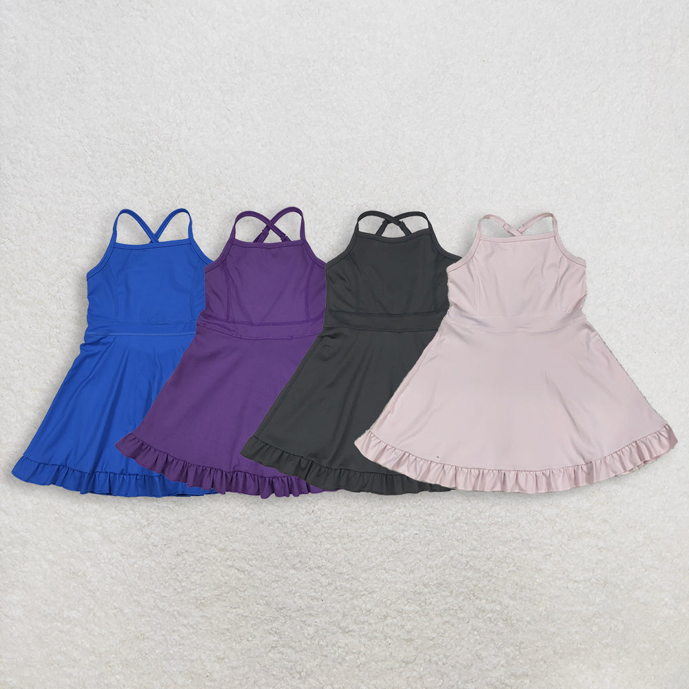 RTS NO MOQ Sibling Baby Girls Athletic Active Wear Knee Length Dresses Cute Sporty Girls Outfits for Toddlers