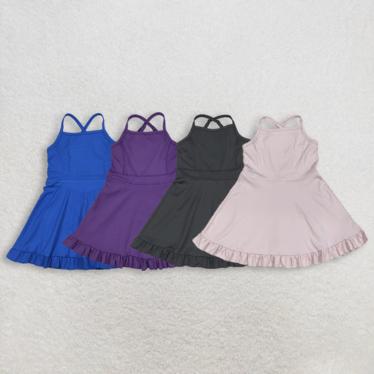 RTS NO MOQ Sibling Baby Girls Athletic Active Wear Knee Length Dresses Cute Sporty Girls Outfits for Toddlers