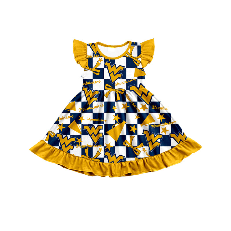 Custom moq 5 mix size milk silk summer teams baby girls clothes team bow yellow sleeveless skirts sets and dress 1 and dress 2 and dress 3-25.6.30