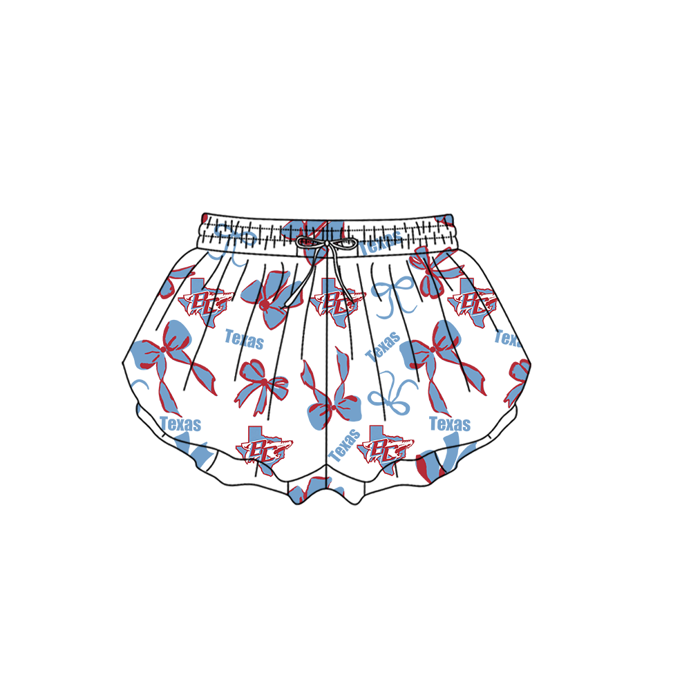 custom moq 5 mix size MSD072901 Baby Girls Bows Print White Yoga Shorts Casual Active Wear Bottoms