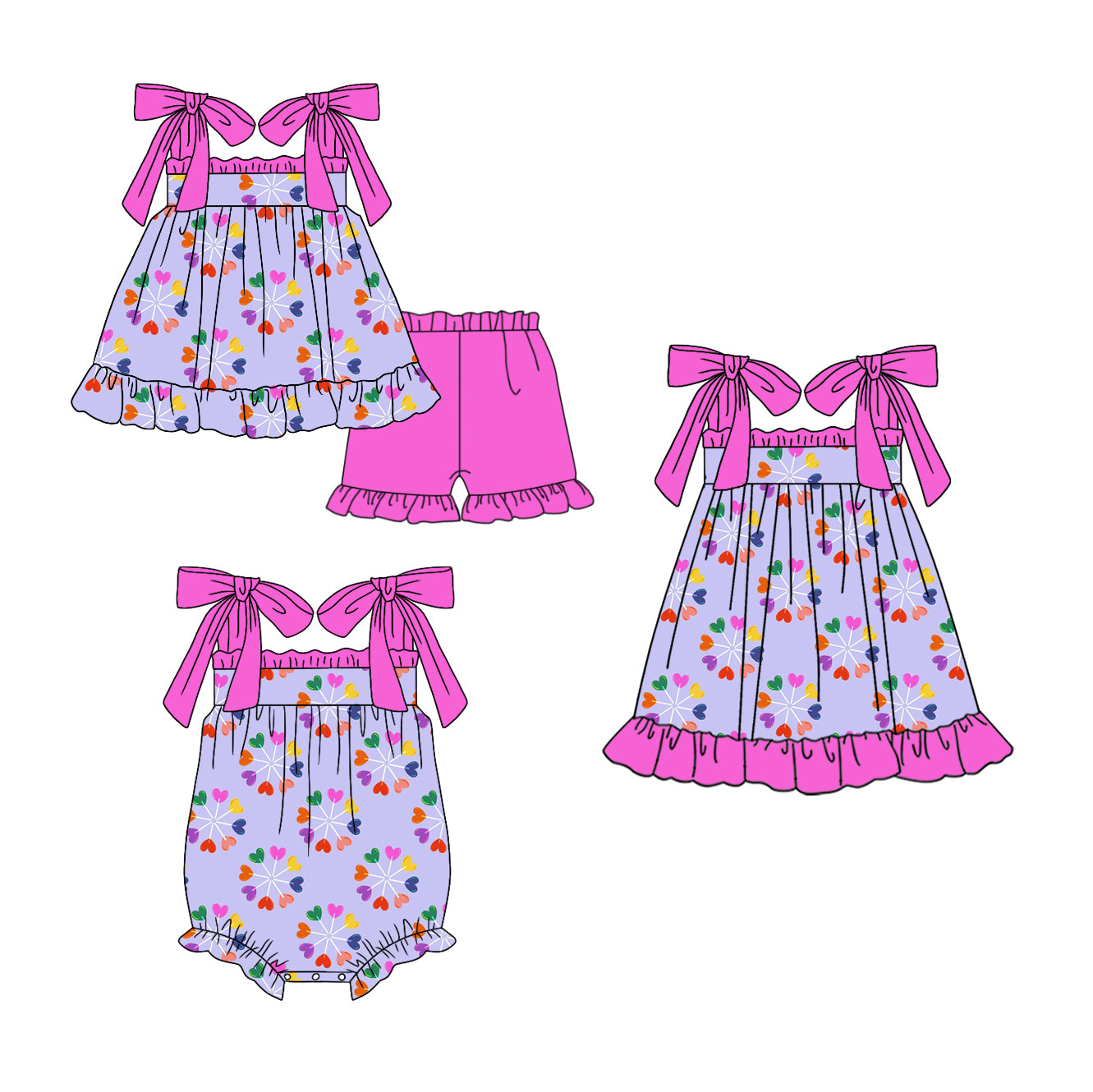 12.19 custom each style moq 5eta 4-6week Sibling Sister LOVE baby girl short sleeve shorts sets and dress and rompers match family design
