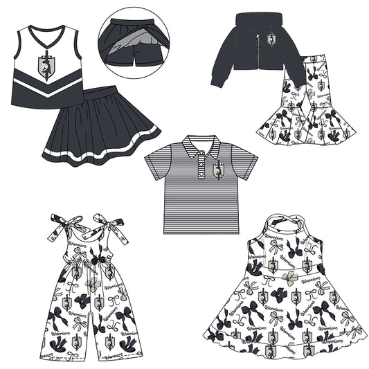 Custom moq 5 mix size milk silk summer teams baby girls clothes bow hooded long sleeve pants sets and skirts sets and dress and jumpsuit and top-25.7.31