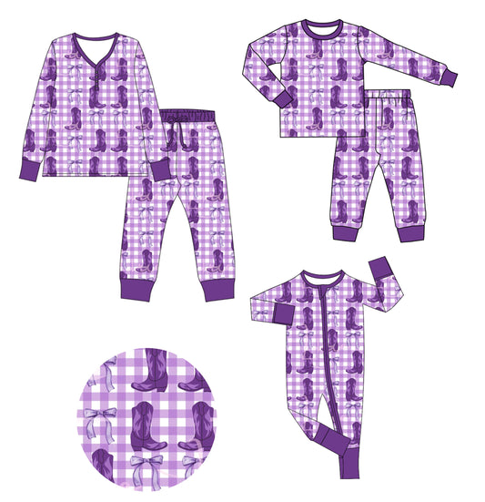25.9.11 custom each style moq 5eta 4-6week Sibling Sister boot bow baby long sleeve pants sets and romper and adult set match design