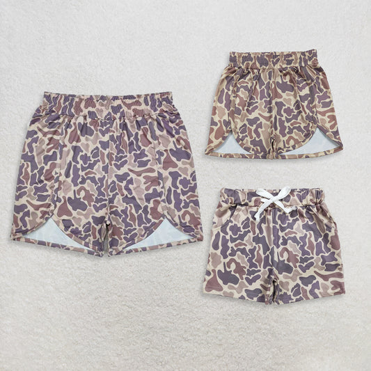 RTS NO MOQ Sibling  Mom And Me Brown Camo Summer Shorts Bottoms