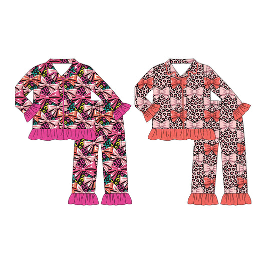 25.9.24 custom each style moq 8 eta 6-8week Sibling Sisters bow baby girl long sleeve pants sets 2 match family design