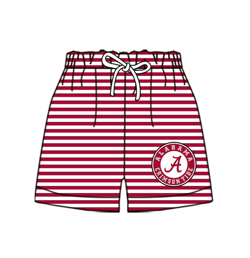 Custom moq 5 mix size milk silk summer teams Baby Red Striped Drawstring Shorts for Children Elastic Waist Kids Summer Shorts