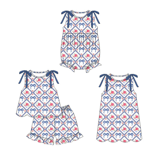 3.30 Custom moq 5 mix size Sibling Baby Girl's Checked  Sleeveless Top And Short Set Cute Romper Dress for Summer