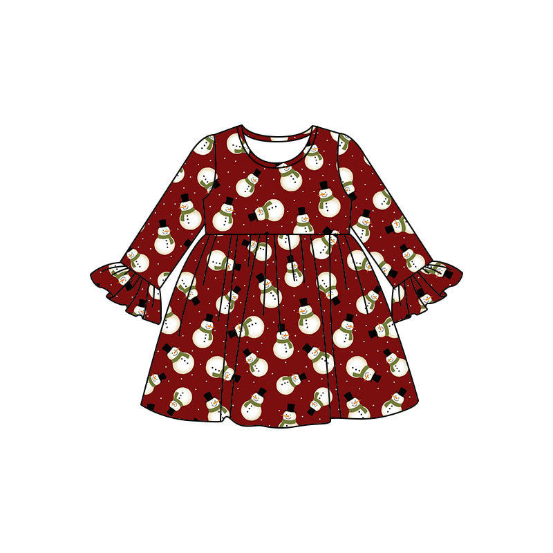 8.2 custom each style moq 5eta 4-6week baby girls clothes Christmas red long sleeve dress