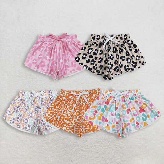 RTS NO MOQ Sibling Baby Girls Colorful Leopard Print Skorts Ruffle Summer Shorts Bottoms for Kids