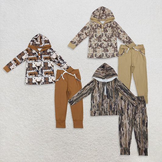 RTS NO MOQ Sibling Baby boys clothes hooded long sleeve pants sets
