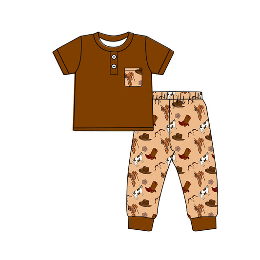 10.11 custom each style moq 5eta 4-6week Sibling Sister boots brown baby boys short sleeve sets and rompers match design
