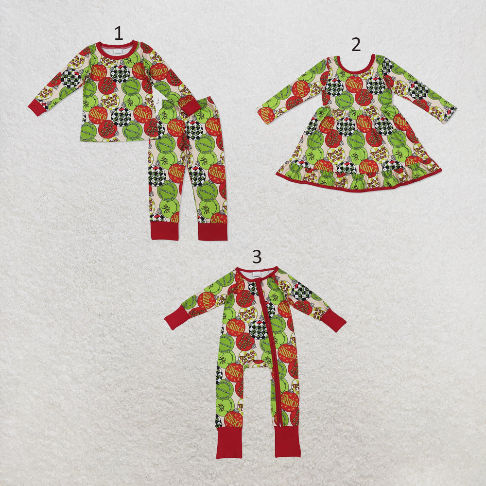 RTS NO MOQ Sibling milk silk Cute Clothes Baby Boys Girls Christmas Lights Knee Length Dress Zipper Foot Cover Romper Family Matching Night Outfits