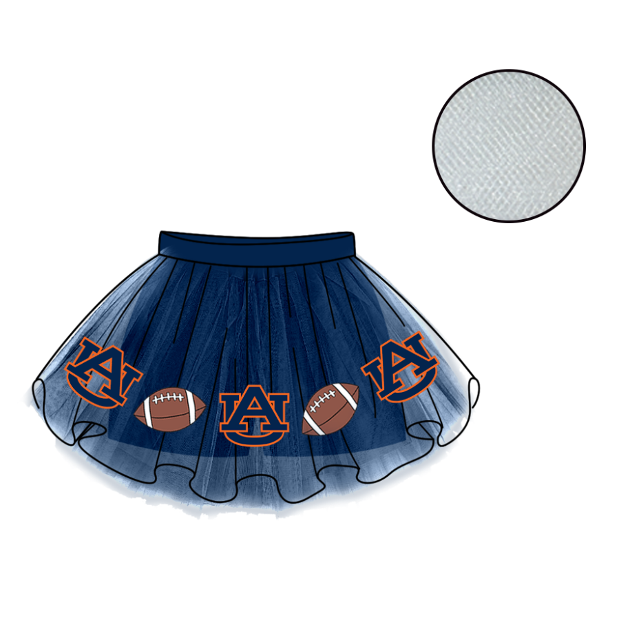 Custom moq 5 mix size milk silk summer teams Baby Girl's Navy Blue Mesh Skirt Summer Outfit Team Clothing