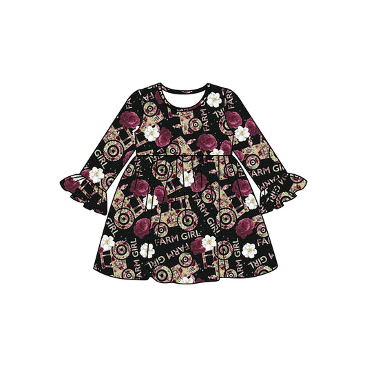 8.6  custom each style moq 5eta 4-6week baby girls clothes floral long sleeve dress