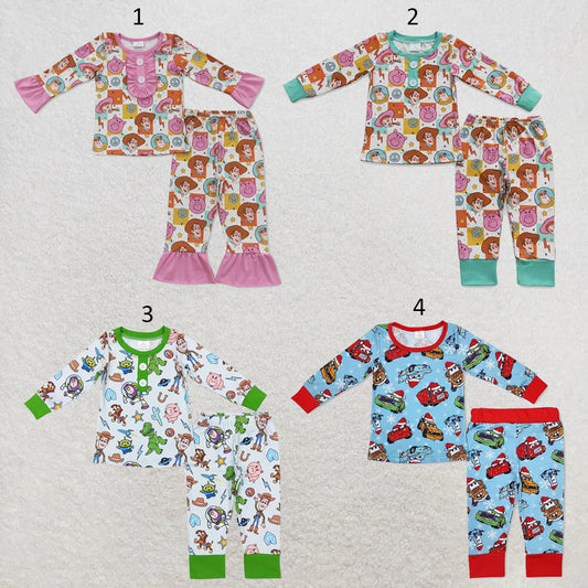 RTS NO MOQ Sibling milk silk Cute Clothes Baby Boys Girls Bamboo Long Sleeve Top Pants Pajamas Clothes Sets