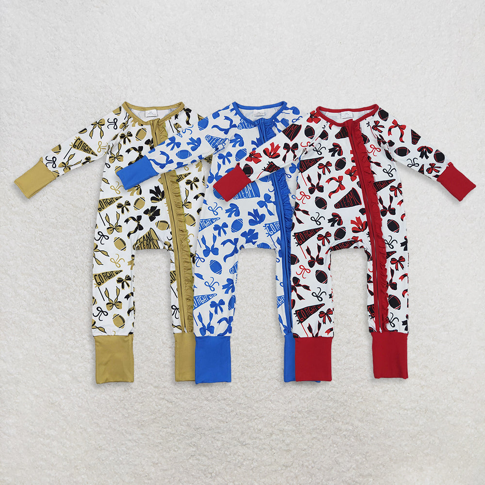 RTS NO MOQ Sibling Baby boy girl clothes Bow long Sleeve Romper Mixed Sizes