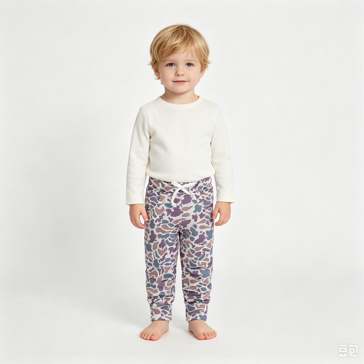 RTS NO MOQ Sibling milk silk Baby Boys Camo Jogger Pants Drawstring Waist Casual Trousers