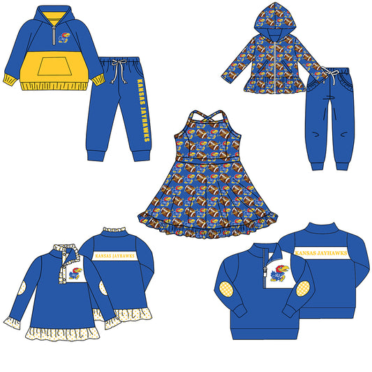 Custom moq 5 mix size milk silk summer teams baby girls clothes blue hooded long sleeve pants sets and boy sets and dress and tops 2-25.8.22