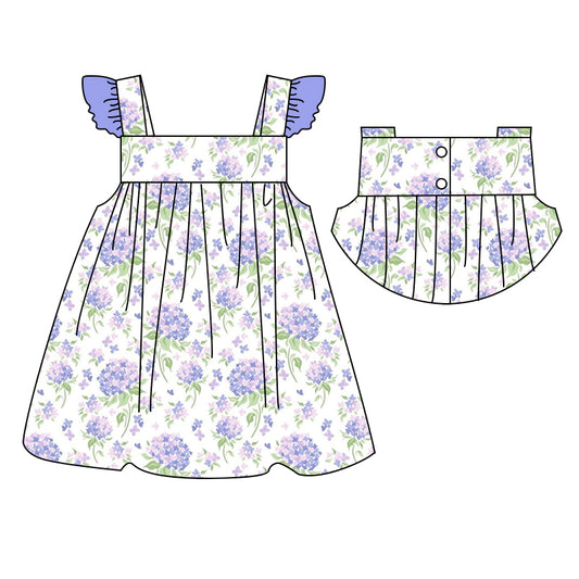 5.25 custom each style moq 5eta 4-5week baby girls clothes floral blue flying sleeve girls dress