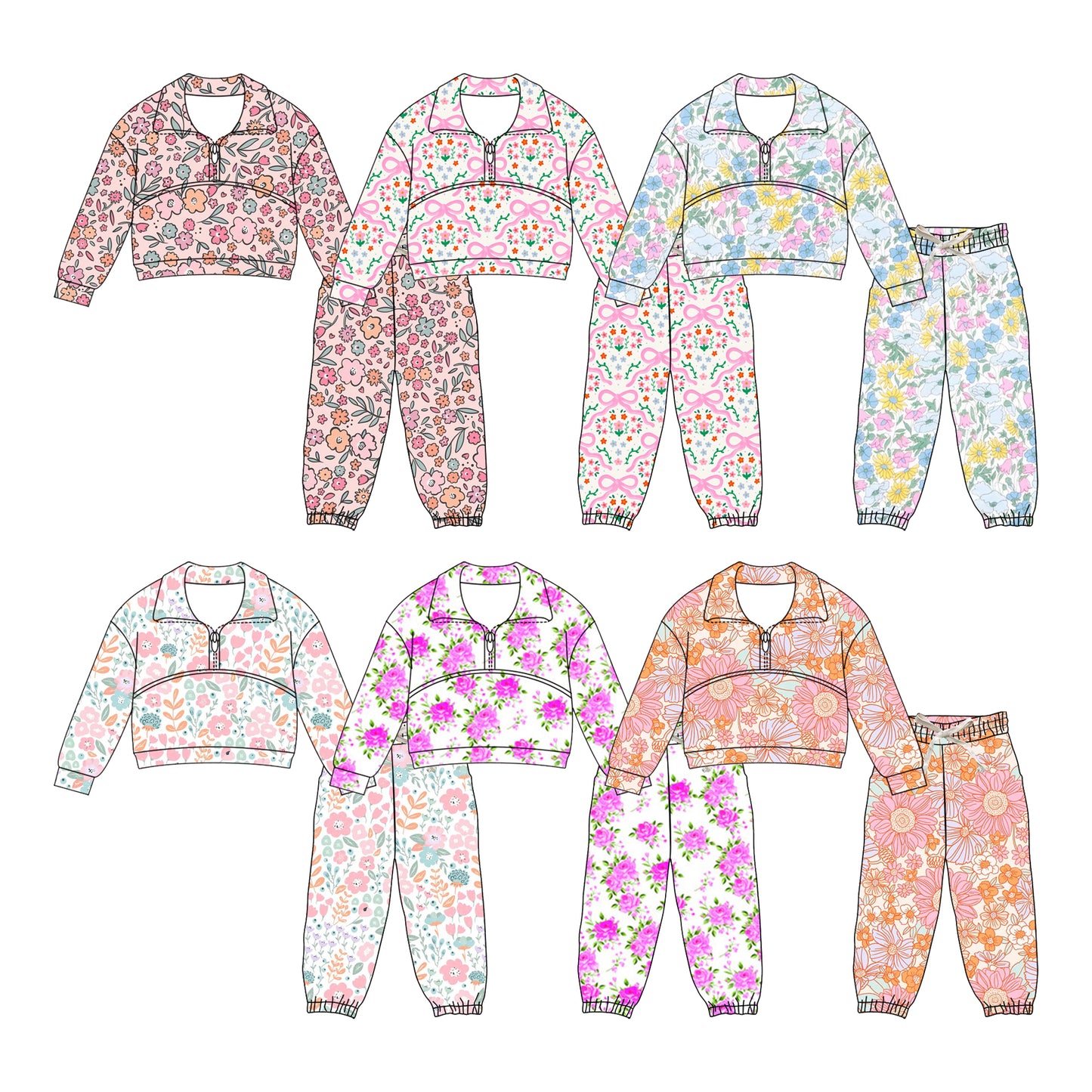 25.11.25 custom each style moq 5 eta 6-8week Sibling Sisters baby girl clothes long sleeve pants sets 6 match family design